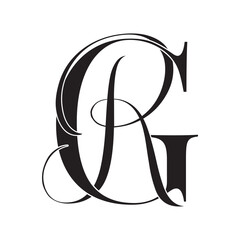 gr, rg, monogram logo. Calligraphic signature icon. Wedding Logo Monogram. modern monogram symbol. Couples logo for wedding - obrazy, fototapety, plakaty