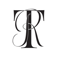 tr, rt, monogram logo. Calligraphic signature icon. Wedding Logo Monogram. modern monogram symbol. Couples logo for wedding