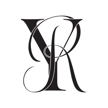 yr, ry, monogram logo. Calligraphic signature icon. Wedding Logo Monogram. modern monogram symbol. Couples logo for wedding