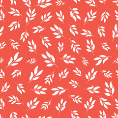 Pink seamless pattern with white plants