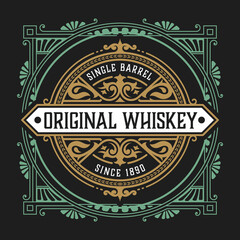 Obraz premium Whiskey label with old frames