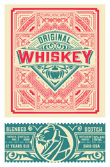 Whiskey label with old frames