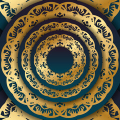 Blue gradient banner with vintage gold pattern for under logo design