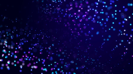 Big data and cybersecurity. Beautiful illustration with glowing dots. Abstract background of shining particles.3D