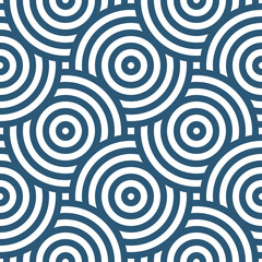Fototapeta premium White seamless patterns with navy rings.