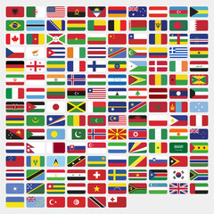 Set rounded rectangle country flags in the world