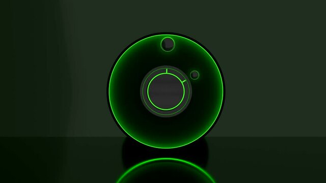 Neon ring with hour hands. Design. Futuristic watch with neon ring and no numbers. Neon clock with no numbers and futuristic design