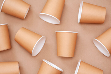 Environmentally friendly disposable tableware. Background from paper cups