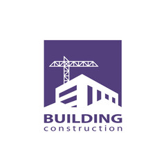 Construction working industry concept. Building construction logo in violet for your web site design,  app, UI. Stock vector. Vector illustration EPS10.