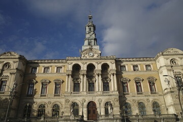 Fototapeta na wymiar Facade of the Town Hall of Bilbao