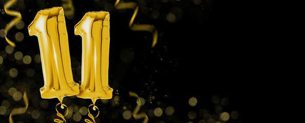 Golden balloons with copy space - Number 11