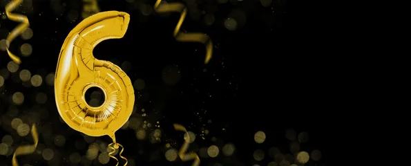 Fotobehang Golden balloons with copy space - Number 6 © Zerbor