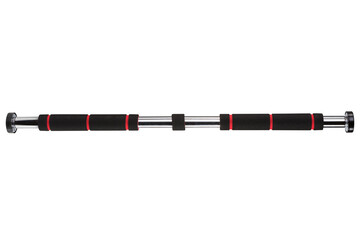 metal horizontal bar for fastening in the inter-door span, adjustable for the leg, on a white...