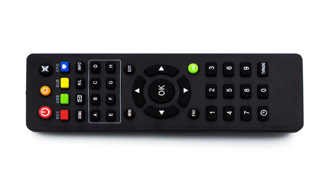 Close-up Of television remote control isolated on white background