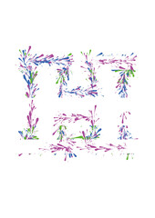 Letter H Outline with Red Green and Blue Splashes 