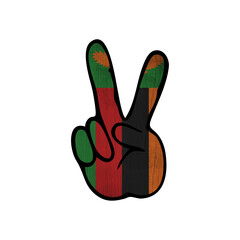 World countries. Hand sign Victory. Zambia