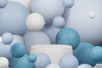 3d rendering illustration of podium stage display showcase for product placement in minimal design.