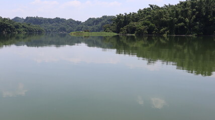 scene of wusanto reservoir in summer design for holiday and leisure time