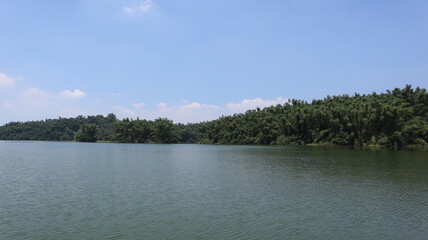 scene of wusanto reservoir in summer design for holiday and leisure time