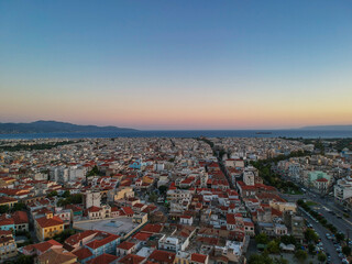 Fototapeta na wymiar Aerial view around the old historical town of the seaside Kalamata city, Greece