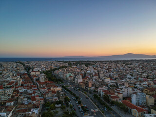 Aerial view around the old historical town of the seaside Kalamata city, Greece
