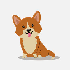 Cute corgi dog. Color vector illustration cartoon style. White isolated background.