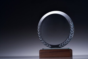 Blank glass trophy mockup, Empty acrylic award design mock up. Transparent crystal prize plate...