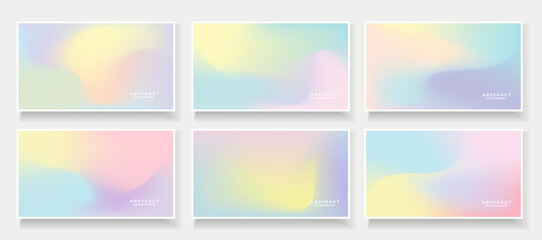 Collection of colorful holographic gradient background.