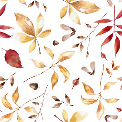 Seamless pattern of autumn yellow and red leaves. Colorful texture for any kind of design.
