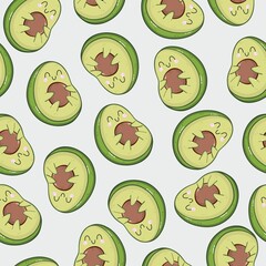 Vector seamless pattern with cute funny avocado