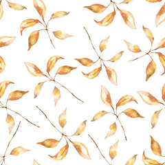 Seamless pattern of autumn yellow leaves. Colorful texture for any kind of design. Graphic abstract background. You can use it for your own design.