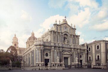 Fototapeta na wymiar Catania the cathedral of Santa Agata in the square Duomo, Sicily