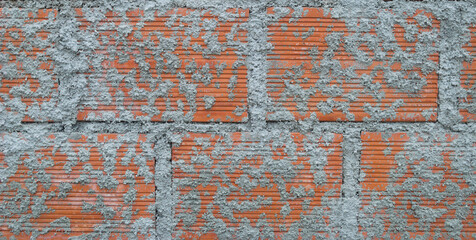 Textura de parede em tijolos com salpicos de cimento, cerezitar