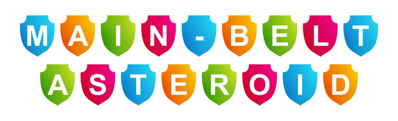 Main-belt Asteroid - text written on a shape on white background