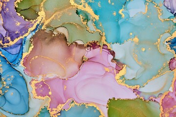 Alcohol ink art.Mixing liquid paints. Modern, abstract colorful background, wallpaper. Marble texture.Translucent colors - 460613990