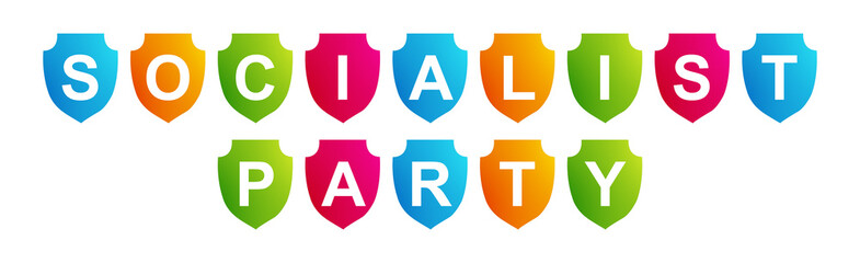 Socialist Party - text written on a shape on white background