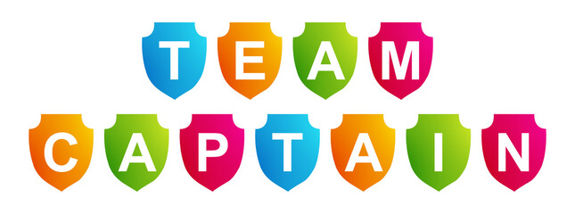 Team Captain - text written on a shape on white background