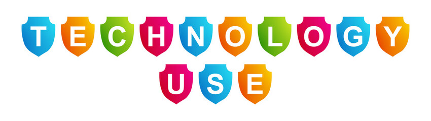Technology Use - text written on a shape on white background