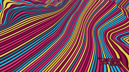 Vector color waves. Abstraction on a transparent background. Perspective optical illusions. Multicolored stripes, 3D vector illustration.