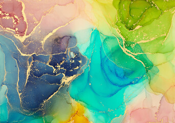 Alcohol ink art.Mixing liquid paints. Modern, abstract colorful background, wallpaper. Marble texture.Translucent colors