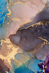 Alcohol ink art.Mixing liquid paints. Modern, abstract colorful background, wallpaper. Marble texture.Translucent colors