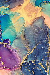 Alcohol ink art.Mixing liquid paints. Modern, abstract colorful background, wallpaper. Marble texture.Translucent colors - 460615351