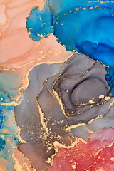 Alcohol ink art.Mixing liquid paints. Modern, abstract colorful background, wallpaper. Marble texture.Translucent colors