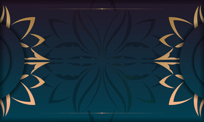 Blue gradient background with luxury gold pattern for design under your logo