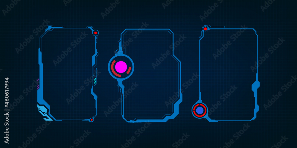 Poster futuristic hud interface screen design. digital callouts titles. hud ui gui futuristic user interfac