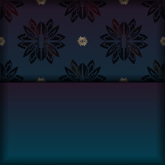 Background with gradient blue color with luxury gold pattern for design under logo or text