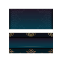 Template Congratulatory Flyer with a gradient of blue with Indian gold ornaments for your congratulations.