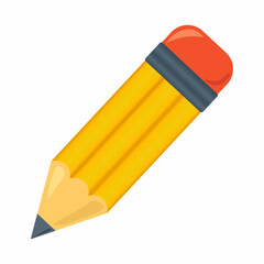 Bright yellow pencil with an eraser. Isolated on a white background.