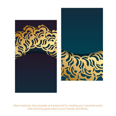 Visiting business card with gradient blue color with mandala gold pattern for your business.