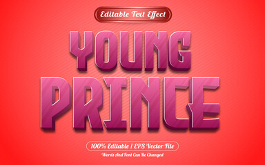 Fototapeta na wymiar Young prince editable text effect game style